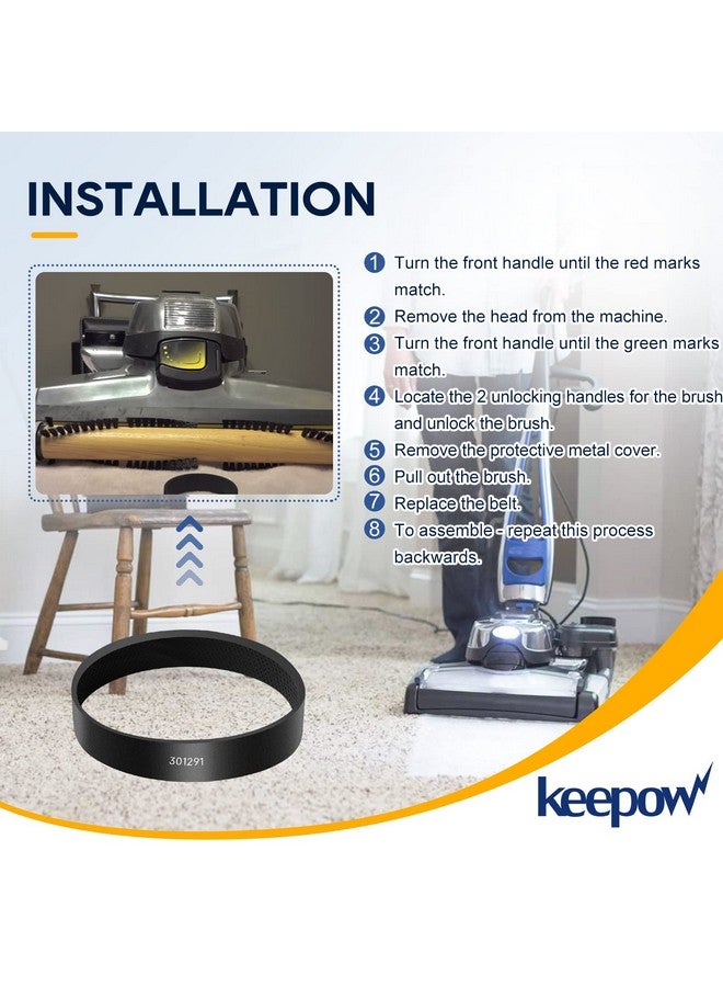 KEEPOW حزام مكنسة كهربائية KEEPOW لكيربي، حزام بديل 301291G متوافق مع سلسلة كيربي سينتريا، أفالير 2، G3 G4 G5 G6 G7 (4 عبوات) - Image 4