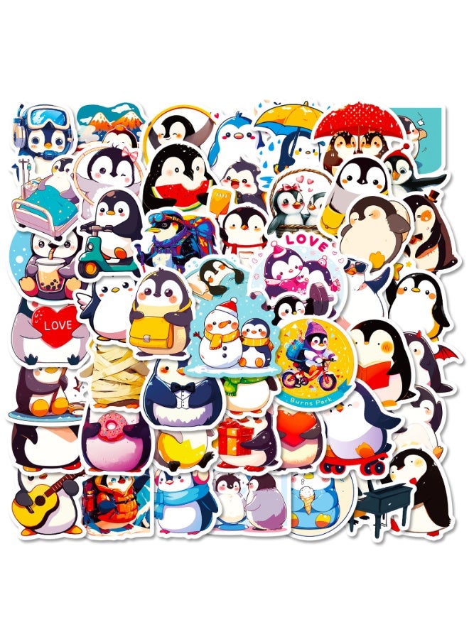 NIBEMINENT 50 Pcs Cartoon Cute Funny Penguin Deco Kit Waterproof Stickers, High Definition Printing Bright Colors, Suitable for Laptop Skateboard Luggage Water Bottle Guitar DIY - Image 2