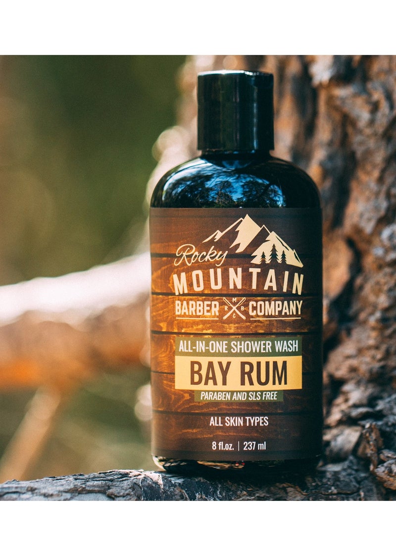 Rocky Mountain Barber Company Bay Rum All-In-One Body Wash - Shampoo, Body Wash, Conditioner, Face Wash & Beard Wash with Aloe Leaf Juice - 8 oz - pzsku/Z5220995E09357F112598Z/45/_/1740431587/9b780bcf-0d22-47b3-9cd6-af5807d57445