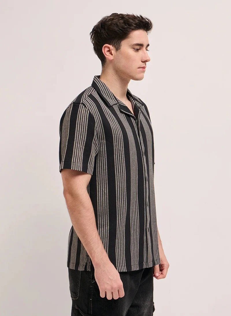 THE BEAR HOUSE  Men's Cotton Shirt | Casual & Formal Short Sleeve Slim Fit | Classic Button-Down, Office & Everyday Wear, Comfortable & Breathable Fabric for Men | Best Price UAE