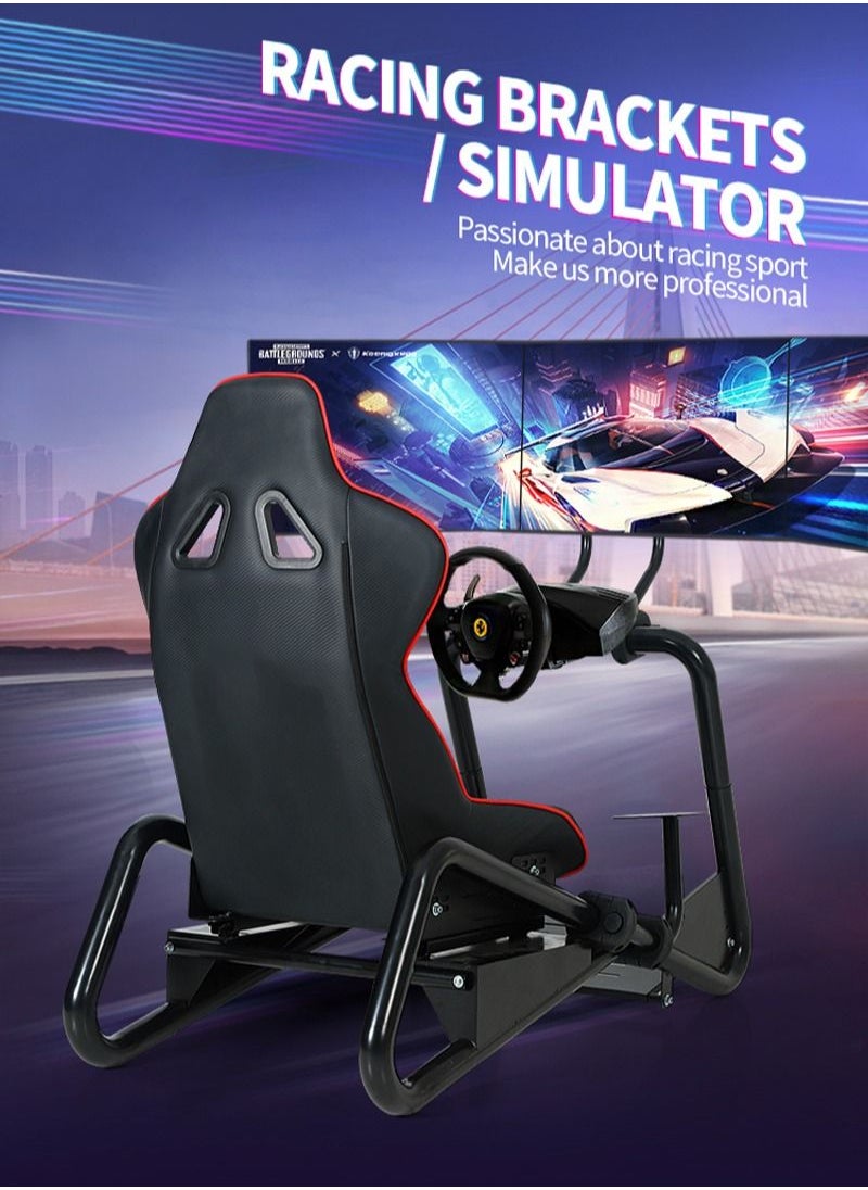 Glanfen - Adjustable Racing Wheel Stand with Monitor Stand and Gaming Seat for Logitech G27/G29/G920/G923 Thrustmaster and Fanatec - Image 1