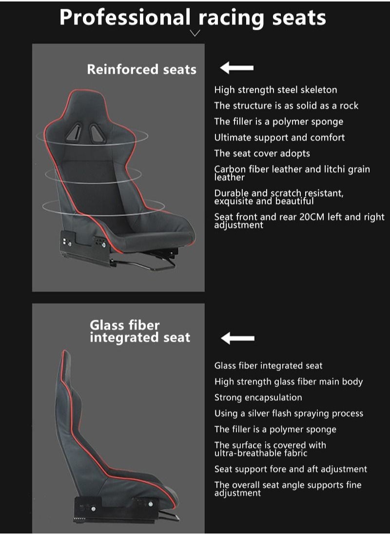 Glanfen - Adjustable Racing Wheel Stand with Monitor Stand and Gaming Seat for Logitech G27/G29/G920/G923 Thrustmaster and Fanatec - Image 1