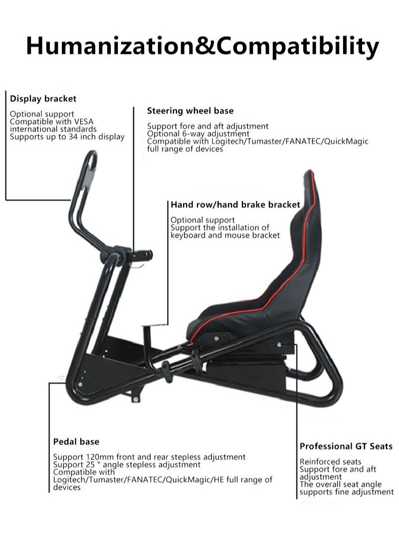 Glanfen - Adjustable Racing Wheel Stand with Monitor Stand and Gaming Seat for Logitech G27/G29/G920/G923 Thrustmaster and Fanatec - Image 1
