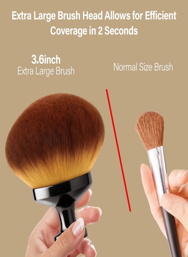 EOICCEOH Extra Large Body Makeup Brush For Self Tanner, Leg Makeup &Bronzer Blend,90 mm Wide-headed Kabuki Brush Provides More Even &Pretty Application, Sunscreen Face& Back Makeup Brush, Wet&Dry Use- Black - Image 3