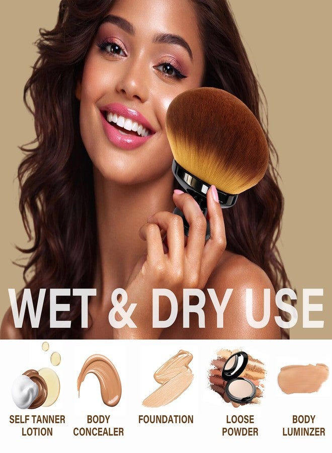 EOICCEOH Extra Large Body Makeup Brush For Self Tanner, Leg Makeup &Bronzer Blend,90 mm Wide-headed Kabuki Brush Provides More Even &Pretty Application, Sunscreen Face& Back Makeup Brush, Wet&Dry Use- Black - Image 4