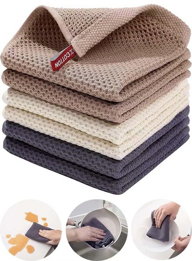 Dougez 6 Pack Kitchen Towels and Dishcloths Sets 100% Cotton Soft Quick Drying Dish Towels for Kitchen Absorbent Kitchen Dish Cloths Washing Dishes,12x12 Inches, Multi Color - Image 1