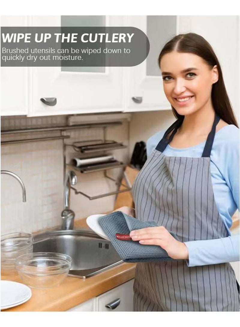 Dougez 6 Pack Kitchen Towels and Dishcloths Sets 100% Cotton Soft Quick Drying Dish Towels for Kitchen Absorbent Kitchen Dish Cloths Washing Dishes,12x12 Inches, Multi Color - Image 3