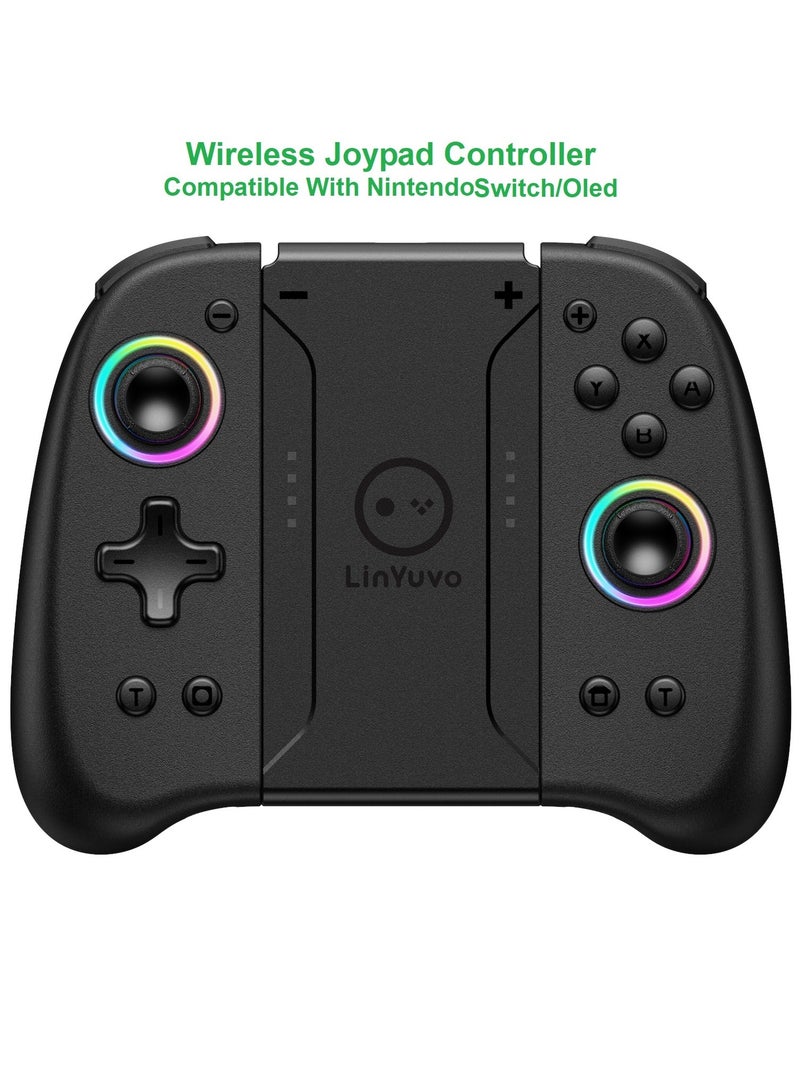 general Classic Joypad LinYuvo KS31 Wireless Gaming Controller for Nintendo Switch/Switch Lite/Switch OLED with Multicolor RGB Light Ring, Exclusive Metal Joysticks, Adjustable Dual Shock, Six-Axis Gyroscope, Turbo Function, Adjustment Dual Motors Vibration, Anti-Friction Thumbsticks, Wake-Up Function - Image 1