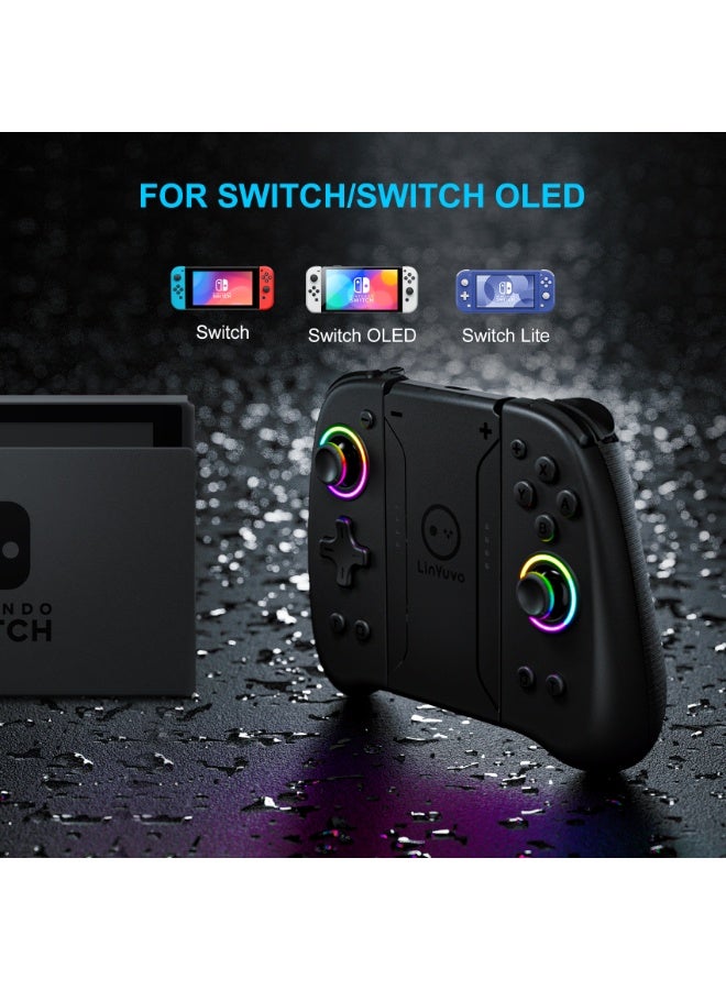 general Classic Joypad LinYuvo KS31 Wireless Gaming Controller for Nintendo Switch/Switch Lite/Switch OLED with Multicolor RGB Light Ring, Exclusive Metal Joysticks, Adjustable Dual Shock, Six-Axis Gyroscope, Turbo Function, Adjustment Dual Motors Vibration, Anti-Friction Thumbsticks, Wake-Up Function - Image 4
