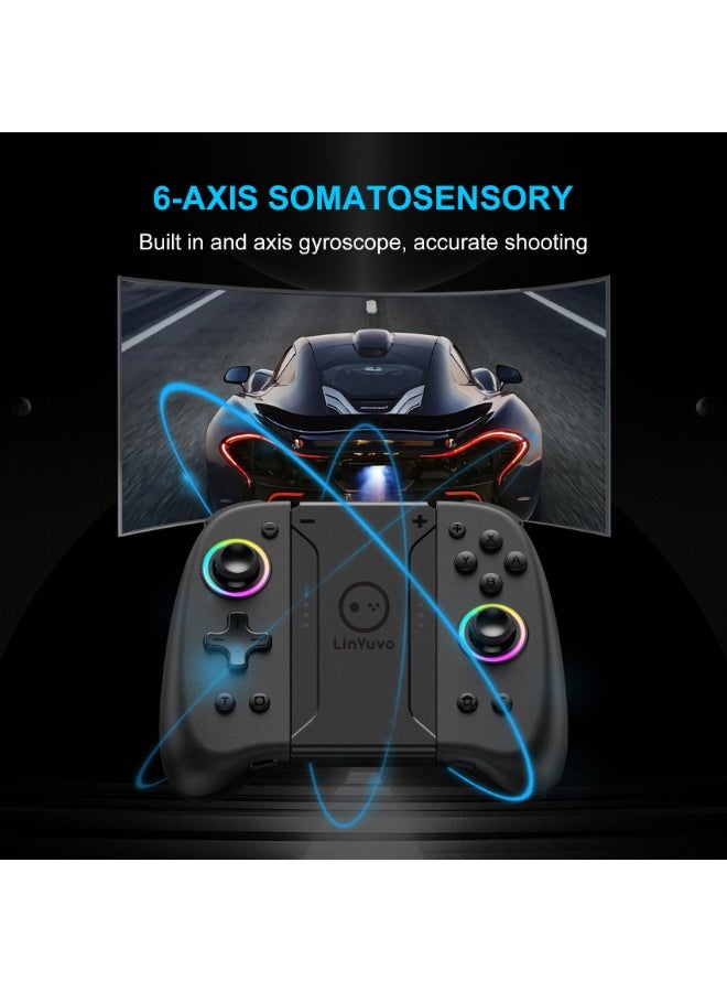 general Classic Joypad LinYuvo KS31 Wireless Gaming Controller for Nintendo Switch/Switch Lite/Switch OLED with Multicolor RGB Light Ring, Exclusive Metal Joysticks, Adjustable Dual Shock, Six-Axis Gyroscope, Turbo Function, Adjustment Dual Motors Vibration, Anti-Friction Thumbsticks, Wake-Up Function - Image 5