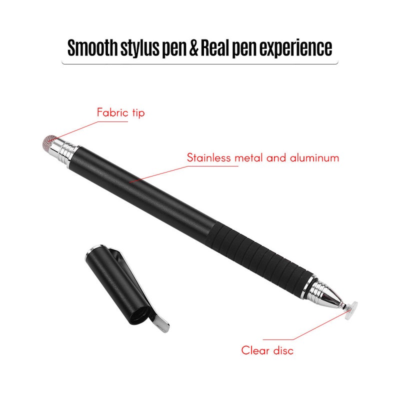 2-in-1 Precision Stylus Pen with Clip and Conductive Head and Disc Tip Universal Touchscreen Pen for All Capacitive Touchscreens Cell Phones Tablets Pack of 2pcs Silver&Silver - Image 4
