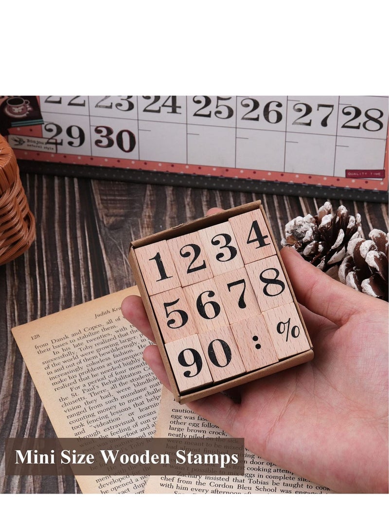 Excefore Wooden Rubber Stamps Kit, Number 0-9 Number Stamps Set, Kids Arts Crafts, Suitable  for Card Making  - Image 5