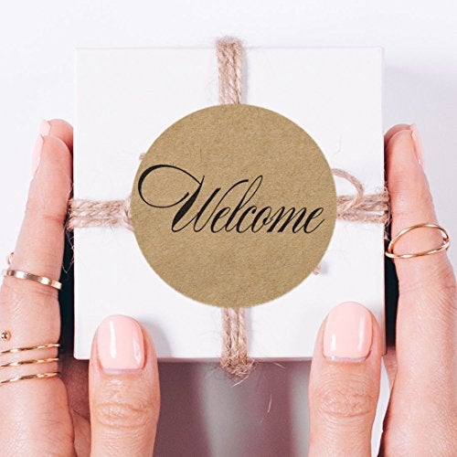 MAGJUCHE 80-2” Kraft Welcome Stickers, Wedding Welcome Stickers, Wedding Favor Bag Sticker Labels - Image 2