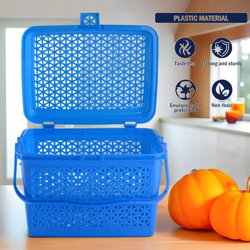Kuber Industries Kuber Industries Plastic Multipurpose Trendy Shopping Small Basket with Lid (Blue)-KUBMART11093  - Image 4