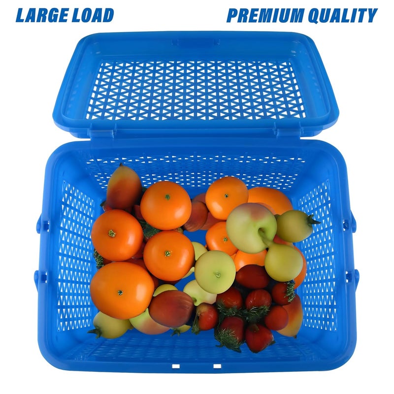 Kuber Industries Kuber Industries Plastic Multipurpose Trendy Shopping Small Basket with Lid (Blue)-KUBMART11093  - Image 5