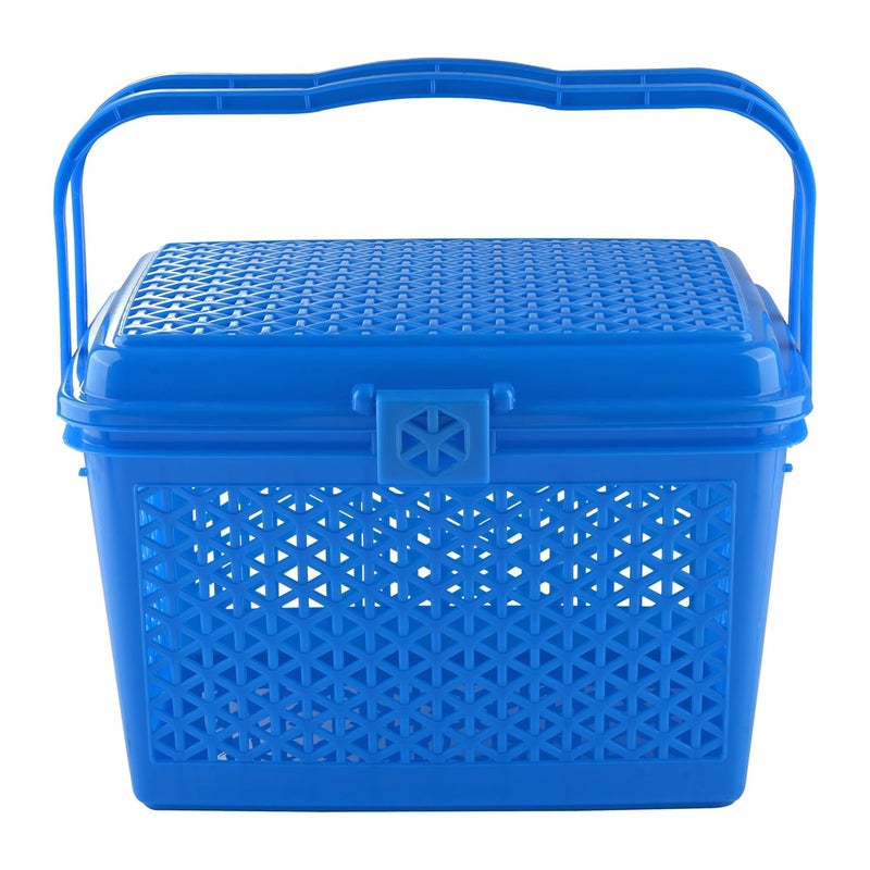Kuber Industries Kuber Industries Plastic Multipurpose Trendy Shopping Small Basket with Lid (Blue)-KUBMART11093  - Image 1