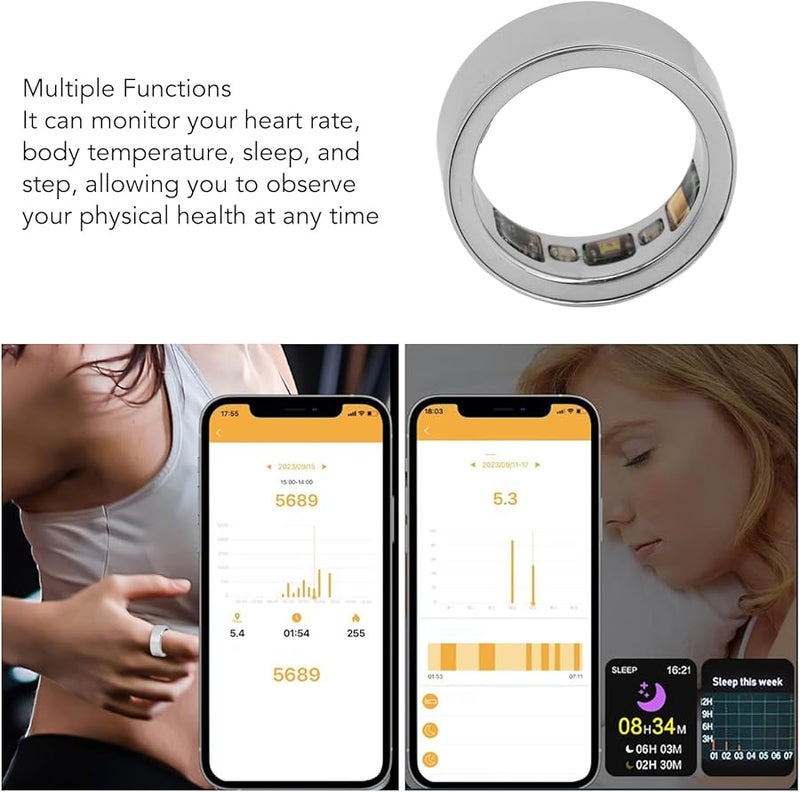 Smart Health Ring Fitness Tracker Size 18 Monitors Heart Rate Blood Oxygen Sleep Temperature - Image 3