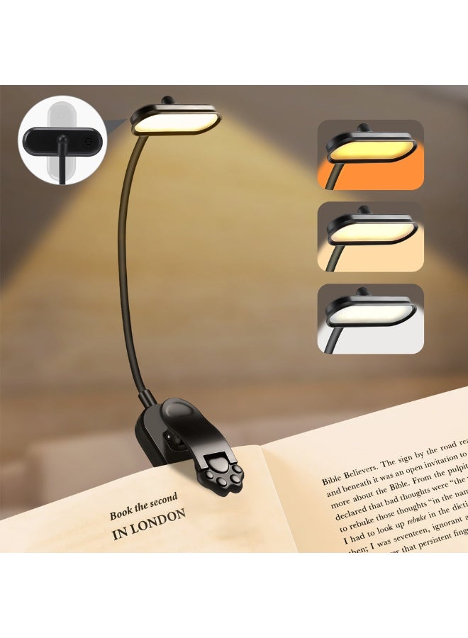 Reading Light with Clip, 16 LED Lamp, 3 Color Temperatures, Stepless Dimming, 360° Adjustable, USB Rechargeable, Lightweight Foldable Table Lamp for Reading, Travel, School, and Business Trips, Black - Image 1