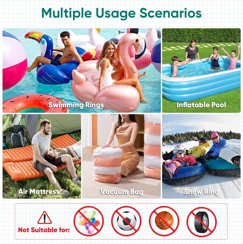 MAACLOUD Electric Air Pump for Inflatable Pool Toys - High Power Quick-Fill Air Mattress Inflator Deflator Pump for Pool Float Raft Gymnastics Track Mat, Portable Air Pump 4 Nozzles AC 110-120V (400W) - Image 3