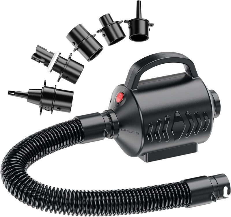 MAACLOUD Electric Air Pump for Inflatable Pool Toys - High Power Quick-Fill Air Mattress Inflator Deflator Pump for Pool Float Raft Gymnastics Track Mat, Portable Air Pump 4 Nozzles AC 110-120V (400W) - Image 1