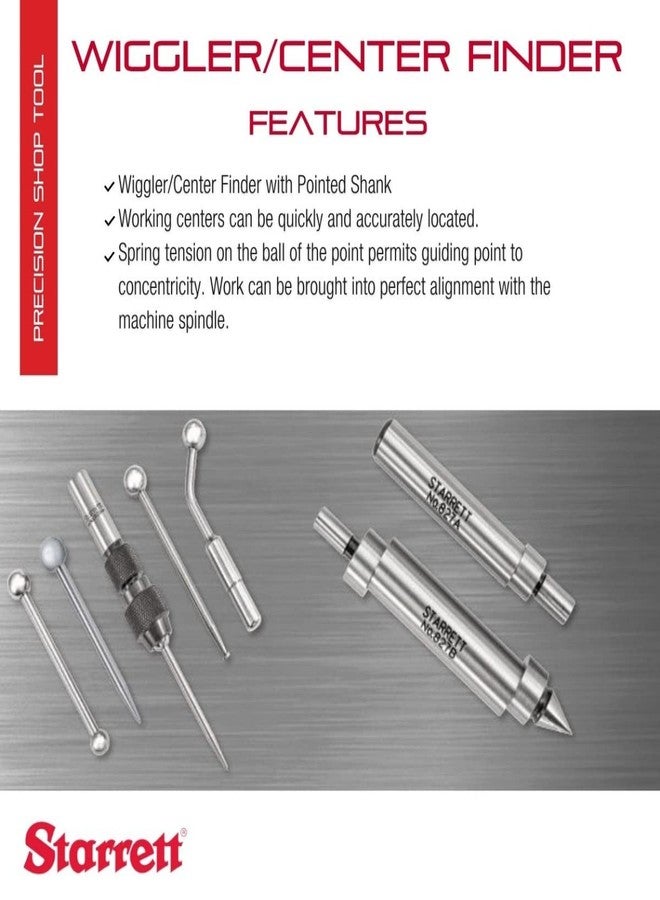 ستارريت جهاز Starrett Wiggler أو Center Finder مع ملحق ساق - مثالي للعمل بدقة أو تحديد المراكز في الأخشاب أو المعادن - يتضمن S828H - 828A - Image 3