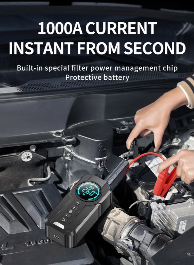 Vision Jump Starter with Air Compressor 12000MA 12V Car Battery Jump Starter 6.0L Gas and 3.0L Diesel Smart Jumper with Display and Emergency Light - Image 4