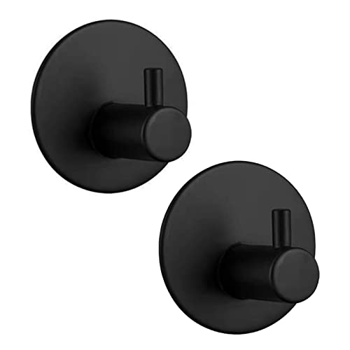YAFIYGI 2Pack Suction Hooks for Shower Wall Black Suction Cup Set of 2 Bathroom Towel Hooks 304 Stainless Steel Removable Suction Towel Rack and Kitchen Organizer for Towel Hook, Bathrobe and Loofah - Image 1