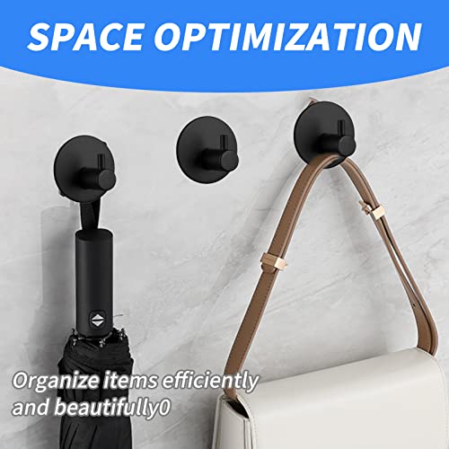 YAFIYGI 2Pack Suction Hooks for Shower Wall Black Suction Cup Set of 2 Bathroom Towel Hooks 304 Stainless Steel Removable Suction Towel Rack and Kitchen Organizer for Towel Hook, Bathrobe and Loofah - Image 4