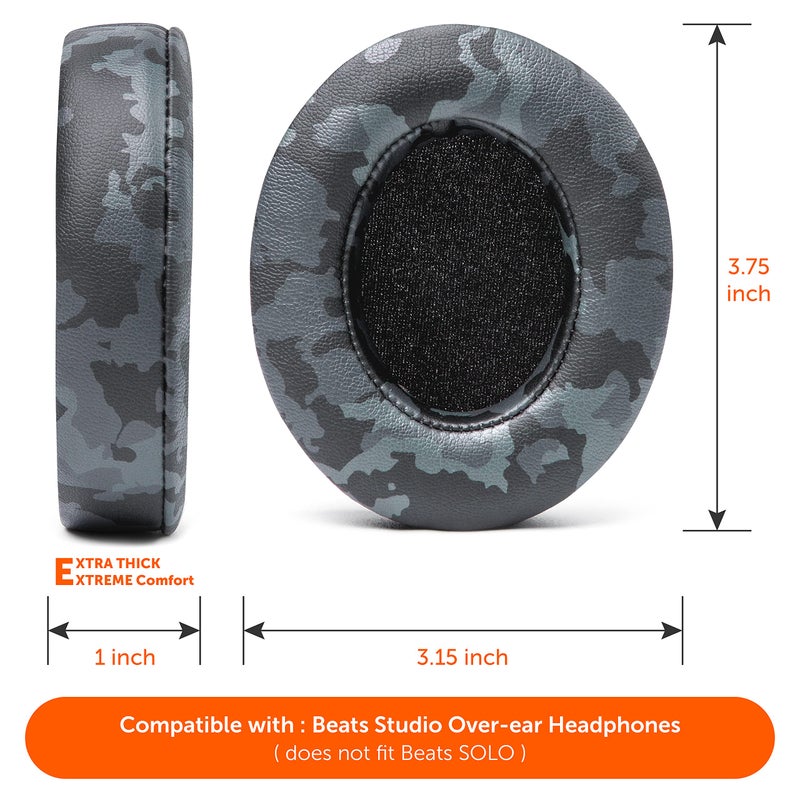 WC Wicked Cushions Replacement Ear Pads for Beats Studio 2 & 3 (B0501, B0500) Wired & Wireless | Does NOT Fit Beats Solo | Softer PU Leather, Enhanced Foam & Stronger Adhesive | Black Camo - Image 5