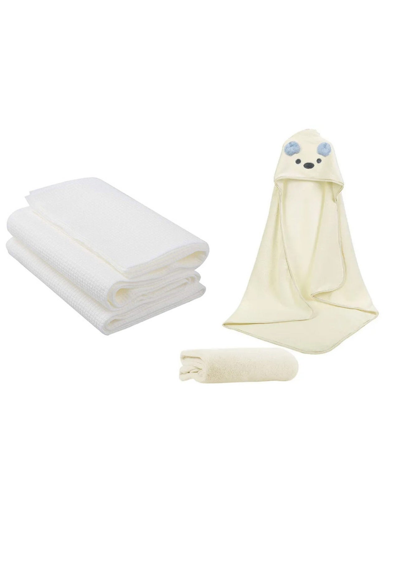 STAR BABiES Combo Pack Microfiber Hooded Towel Disposable Towel Pack Of 3-White