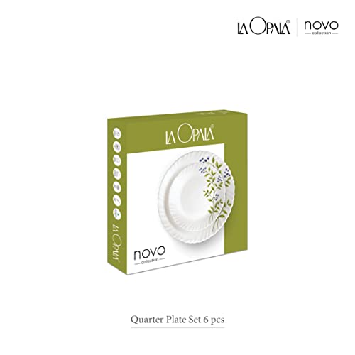 La Opala, Novo Collection, Opal Glass Quarter Plate Set 6 pcs, English Lavender, White - Image 4