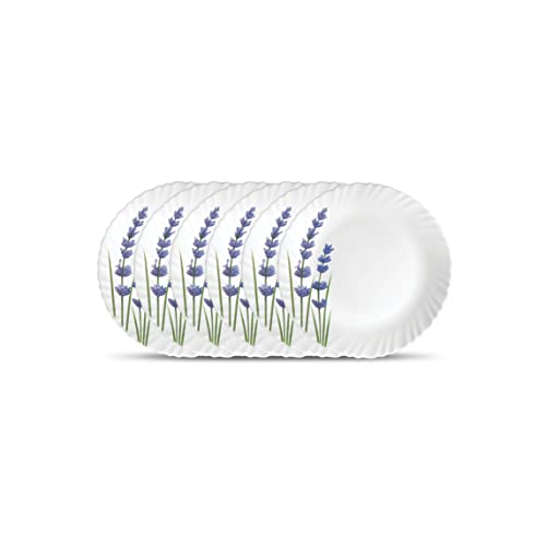 La Opala, Novo Collection, Opal Glass Quarter Plate Set 6 pcs, English Lavender, White - Image 1