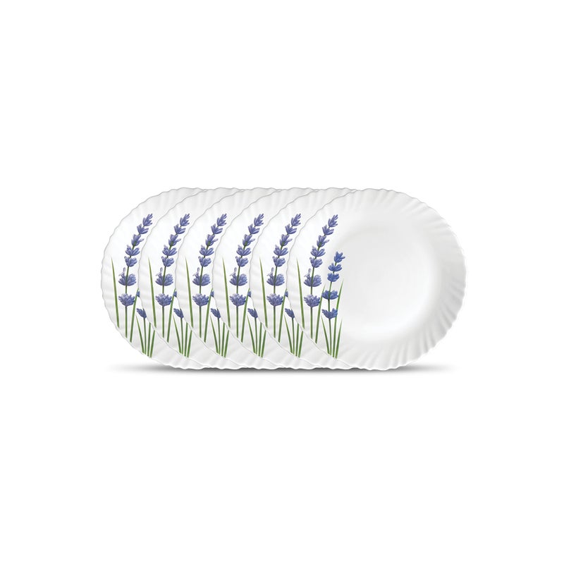 La Opala, Novo Collection, Opal Glass Quarter Plate Set 6 pcs, English Lavender, White - Image 5