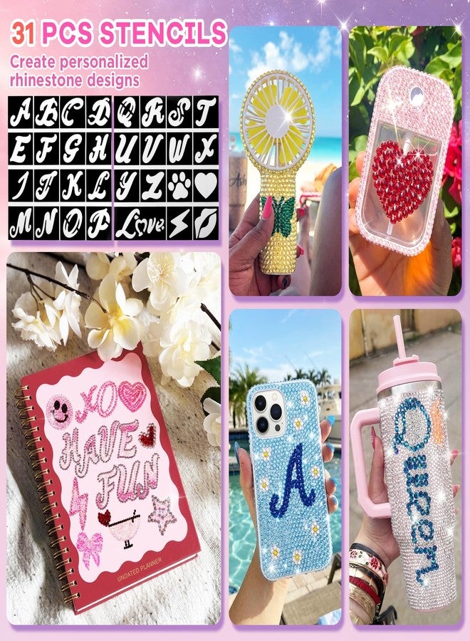 Zefy 56000 Pcs Resin Jelly Rhinestones for Bedazzling, 48 Colors 3 mm & Silver 2/3/4/5/6 mm Bedazzling Kit with 2 Pcs Stencils, Flatback Gems with 3Pcs B7000 Glue for Clothing Nail Diamond Art - Image 3