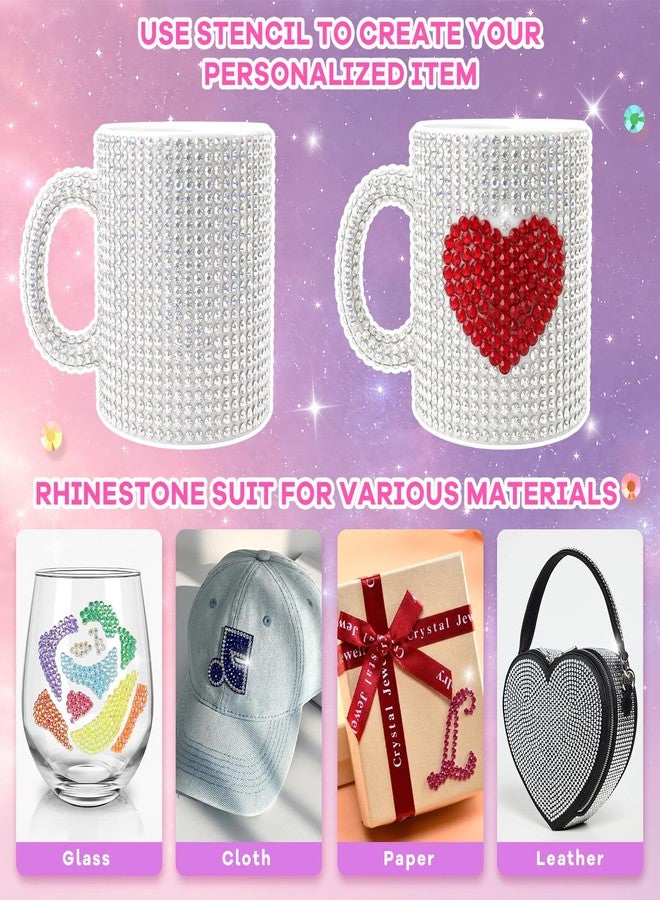 Zefy 56000 Pcs Resin Jelly Rhinestones for Bedazzling, 48 Colors 3 mm & Silver 2/3/4/5/6 mm Bedazzling Kit with 2 Pcs Stencils, Flatback Gems with 3Pcs B7000 Glue for Clothing Nail Diamond Art - Image 4