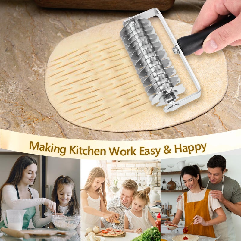 WarmHut Pastry Lattice Roller Cutter - Stainless Steel Professional Dough Lattice Top Pie Pizza Bread Pastry Crust Lattice Roller Cutter wheel - Image 5