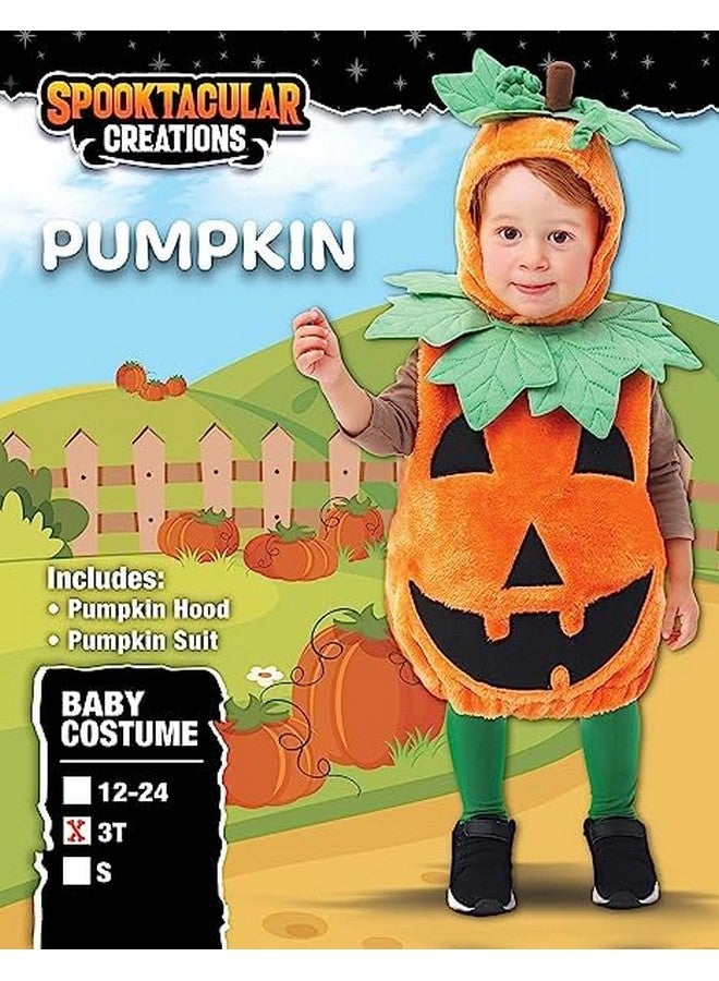 Spooktacular Creations Spooktacular Creations Halloween Kids Pumpkin Costume with Plush Green leaves for Toddler Deluxe Halloween Dress Up, Pumpkin Themed Party (Small (5-7 yrs))  - Image 4