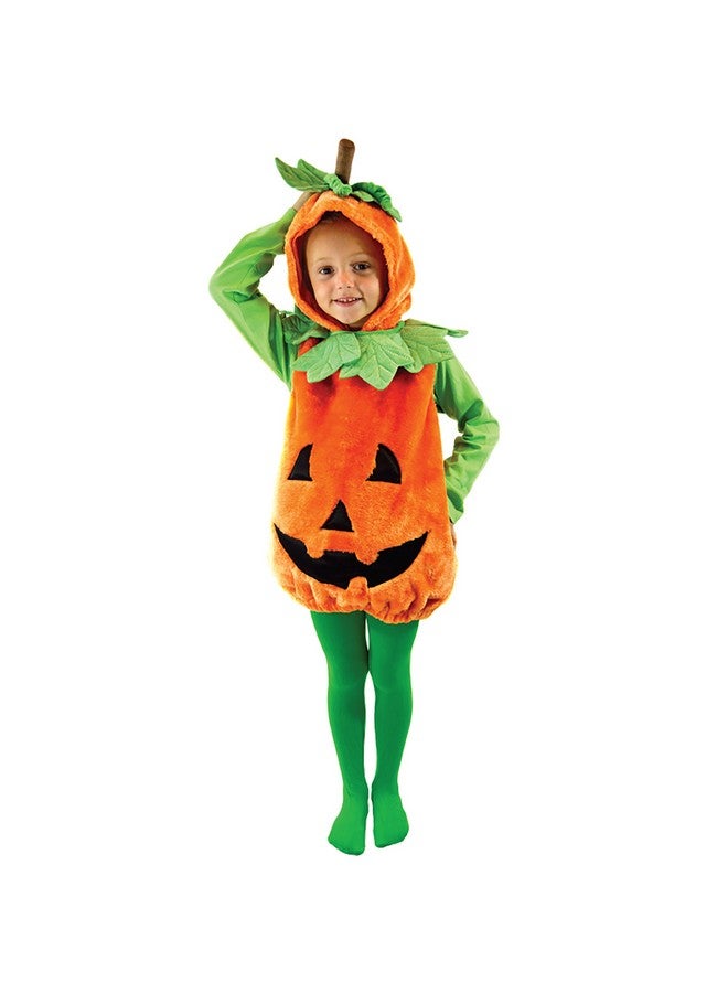 Spooktacular Creations Spooktacular Creations Halloween Kids Pumpkin Costume with Plush Green leaves for Toddler Deluxe Halloween Dress Up, Pumpkin Themed Party (Small (5-7 yrs))  - Image 1