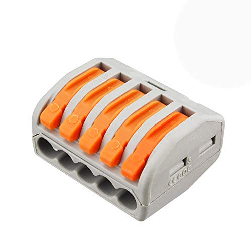 XHF2018 50 Pcs Lever Connectors Nuts 5 Conductor Combination Compact Wire Connectors Fast Connection Terminal 28-12 AWG Suitable for Multiple Types - Image 1