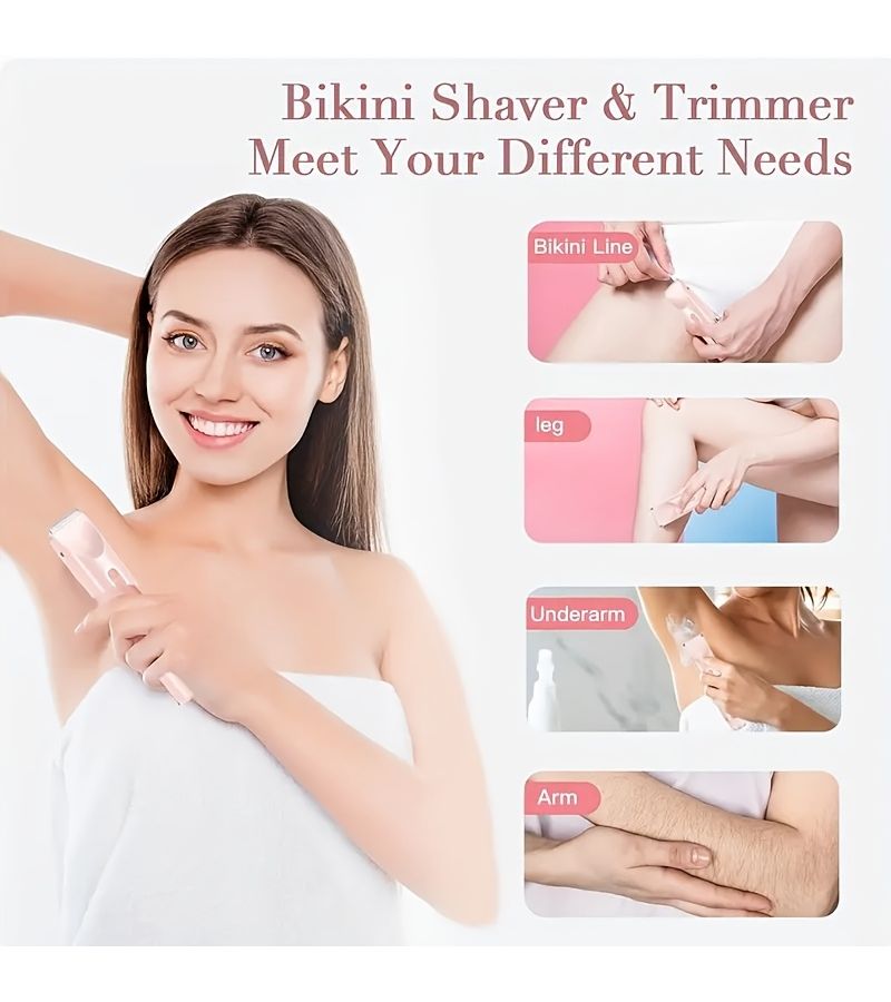Women Dual Head 2 In 1 Electric Shaver Blue With Bikini Face Body Epilation Wet Dry Cordless Portable Hair Removal Suitable For Eyebrows Legs Underarms Bikini Trimmer Facial Epilator - Image 2