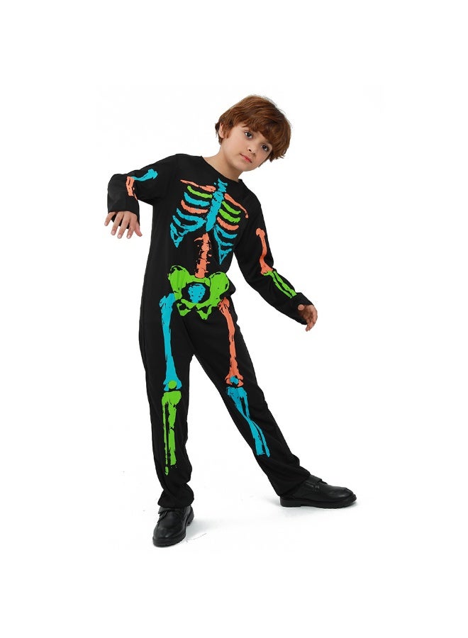 NIBEMINENT Halloween masquerade ball, Halloween costumes, children's rainbow skeleton - Image 1