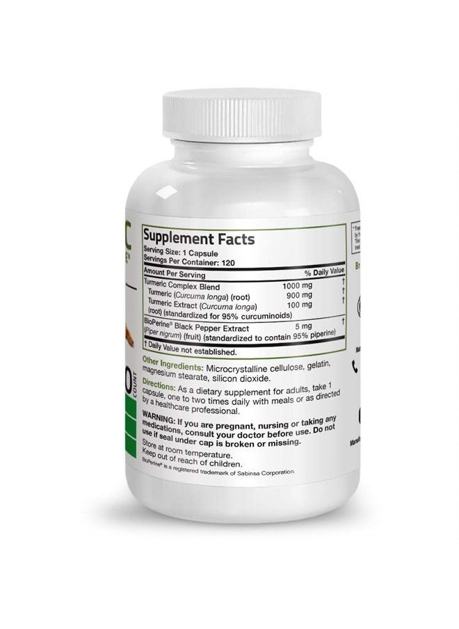 Bronson - Turmeric Curcumin with BioPerine - High Potency Premium Joint Support with 95% Standardized Curcuminoids - Non-GMO Capsules with Black Pepper - 120 Count - Image 1