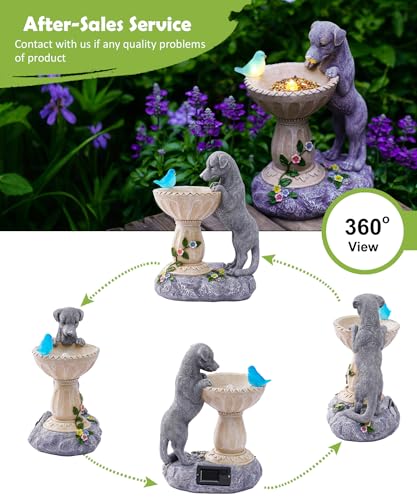 Nacome Solar Dog Garden Statues: Weatherproof Resin Decor with Automatic Lighting - Outdoor Yard Lawn Patio Balcony Art - Gifts for Mom Grandma Women Bird Lovers - Image 4
