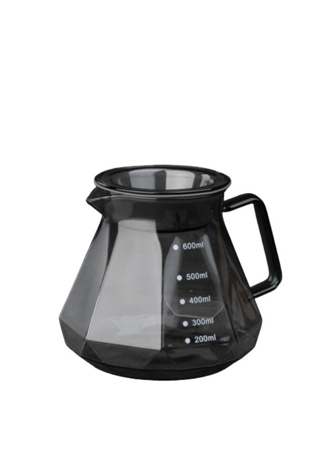 V60 Coffee Server Heat Resistant Glass Pot Pour Over Coffee Tea Server Kettle Coffee Maker Teapot Hand Drip Pour Over Coffee Maker 600ml