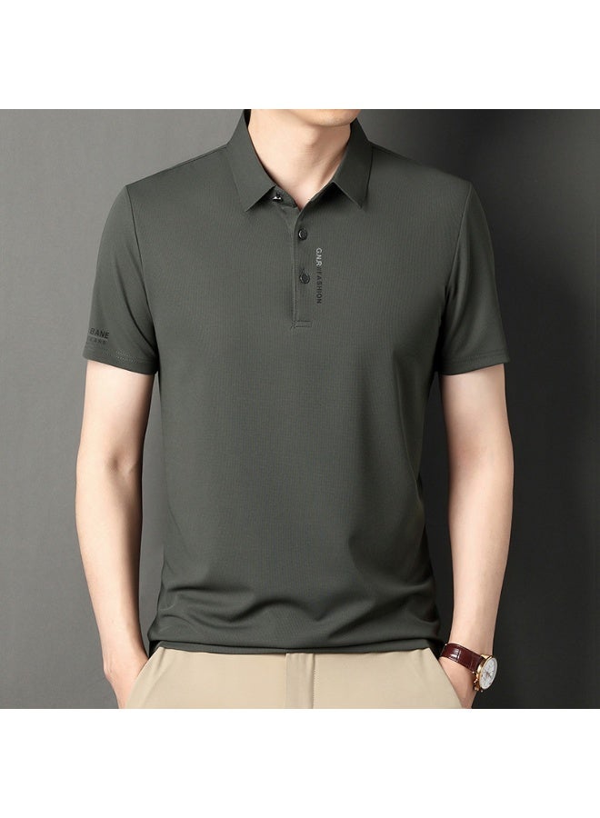 Men's Short Sleeve T-Shirt  Seamless Polo Shirt Casual Turn-down Collar Summer Pure Color Shirt - Image 1