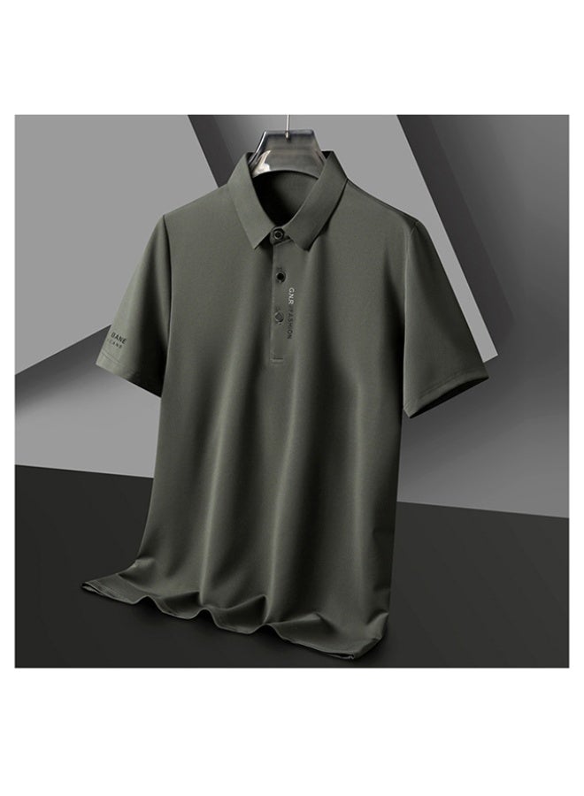 Men's Short Sleeve T-Shirt  Seamless Polo Shirt Casual Turn-down Collar Summer Pure Color Shirt - Image 3