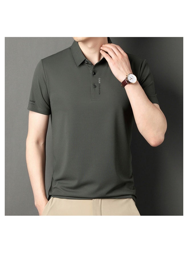 Men's Short Sleeve T-Shirt  Seamless Polo Shirt Casual Turn-down Collar Summer Pure Color Shirt - Image 2