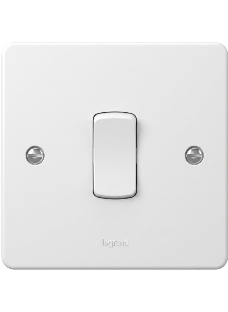 Legrand 730000 Synergy White Moulded 1 Gang 1 Way Single Pole Plate Switch 10AX 250V Flush Mounted Electrical Wall Switch