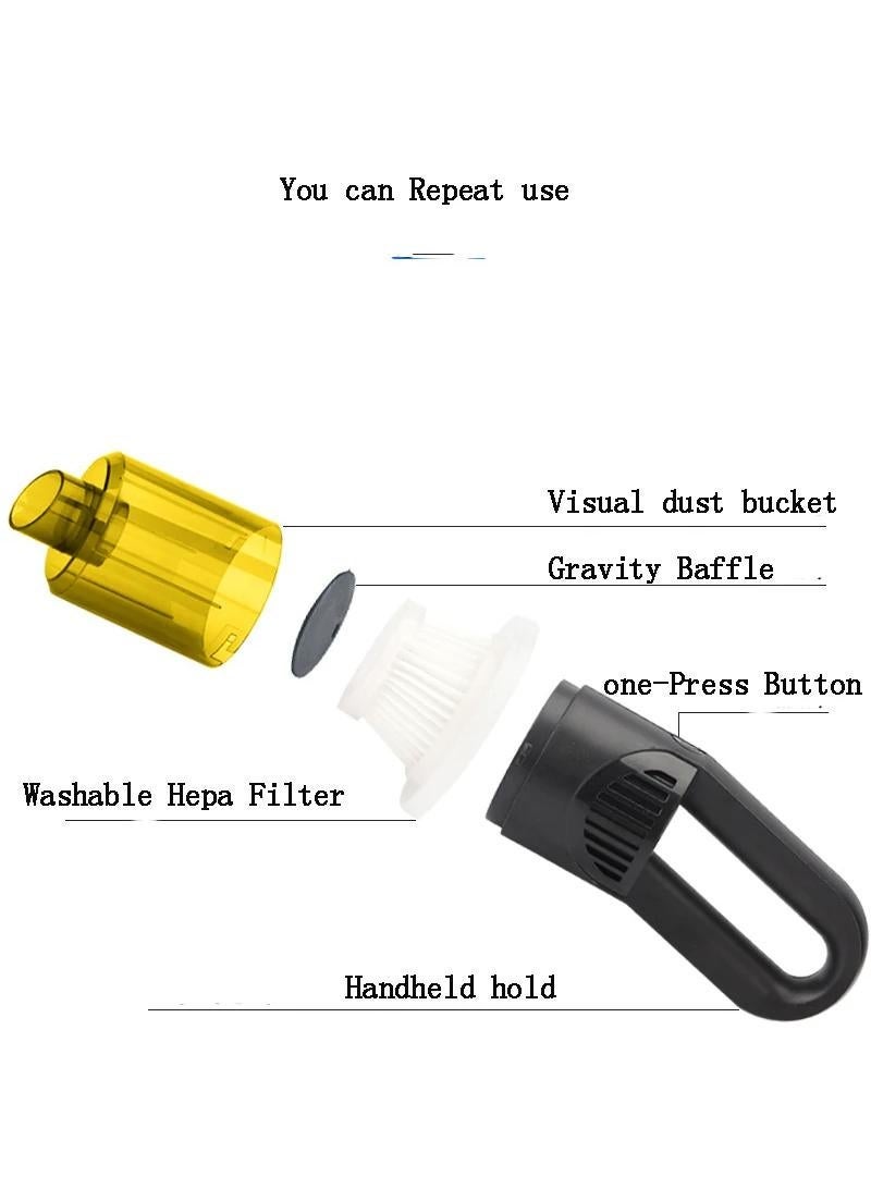 Rechargeable Handheld USB Wireless High Power Mini Portable Wet and Dry Office Car Vacuum cleaner - Image 2