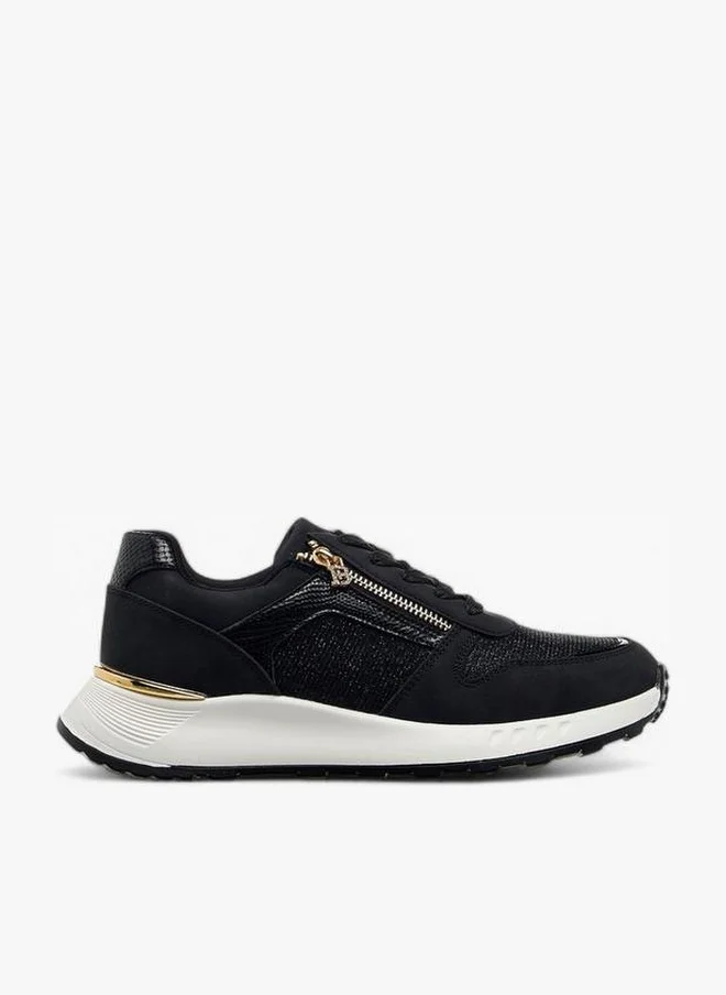 Flora Bella Glitter Panelled Sneakers With Lace-Up Closure